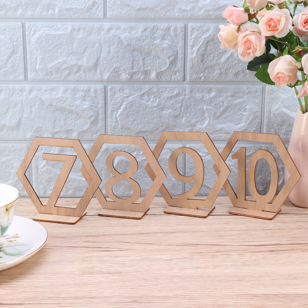 20PCS 1-20 Number Seat Wooden Hexagon Seat Number Wedding Wooden Table Numbers Decor Hollow-out Wooden Table Number Decoration f: Default Title