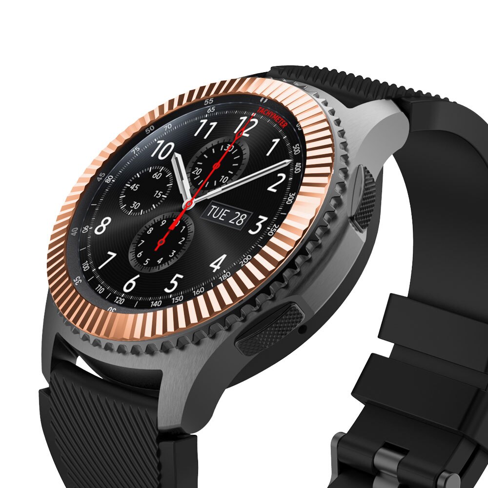 Urheilullinen tyyli sopii samsung gear  s3 frontier galaxy kello 46mm kehys rengas kansikehys naarmuuntumaton metallisuoja