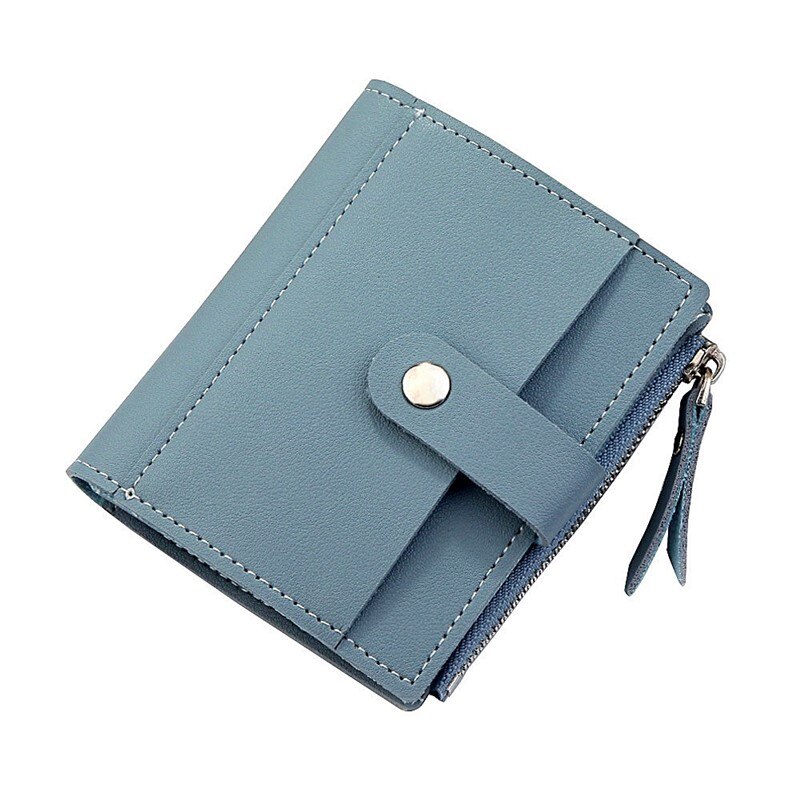 Kvindelige tegnebøger fastgørelse pu læder tegnebøger luksus kvinder pung taske kort tegnebog kvindelig pengepung: 1pc blå