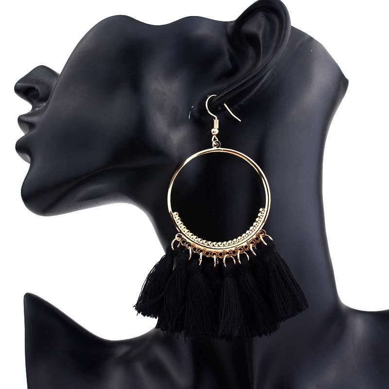 Earrings For Women Luxury Round Ball Earrings Wedding Charm Long Earringjewelry Bohemia: black