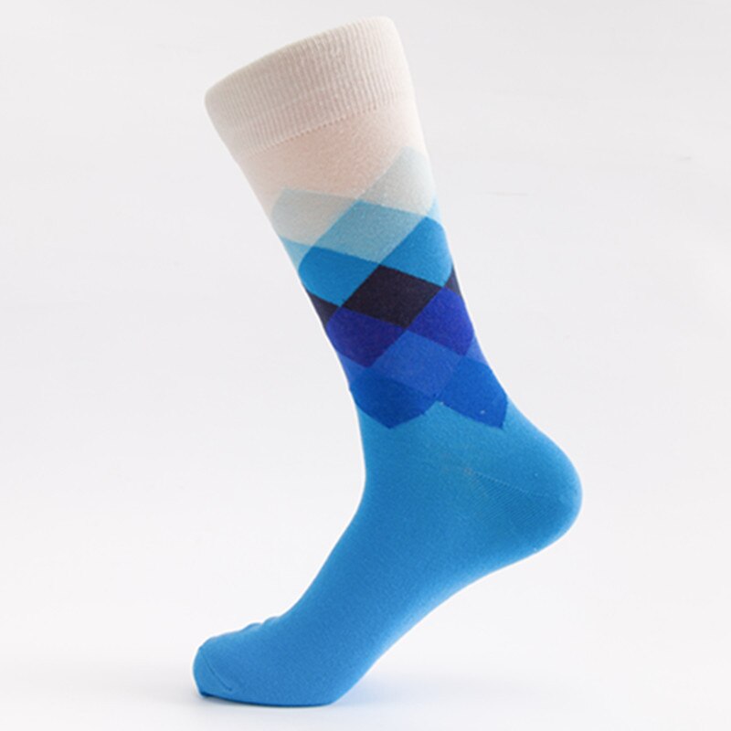 European Men's Socks Classic Colorful Sox Man Cotton Crew Casual Sport Socks Stripe and Cell Socks 1 Pair Socks Large Size Sox: C9