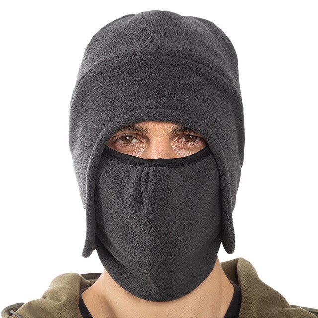 Mascarilla térmica multifunción para hombre, gorro polar grueso a prueba de viento para deportes de ciclismo, escalada, esquí, pesca: Gray