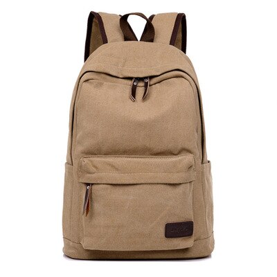 Scione Mannen Effen Canvas Casual Reizen Rugzakken Eenvoudige Vintage Laptop Schoudertassen Vrije Tijd School Bagpack: khaki