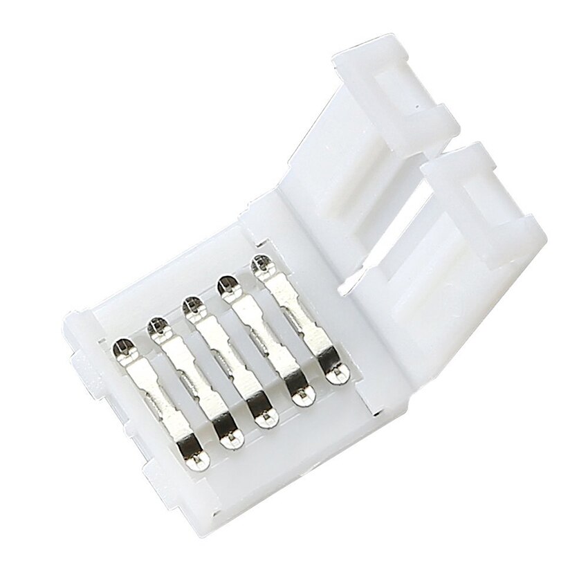 12MM Wide 5 Pins L Shape RGBW Solderless Connector 90 Degree LED Strip Connectors For SMD 5050 2835 RGBW RGBWW LED Strip Light