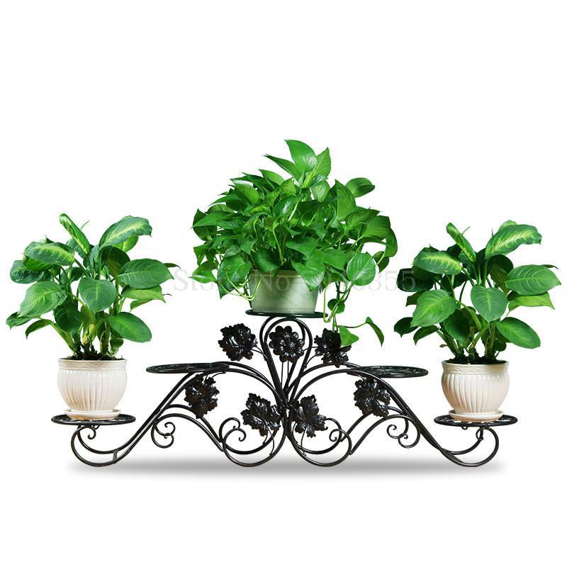 Balcony indoor Nordic flower shelf wrought iron balcony multi-storey floor-mounted simple living room floor pot rack