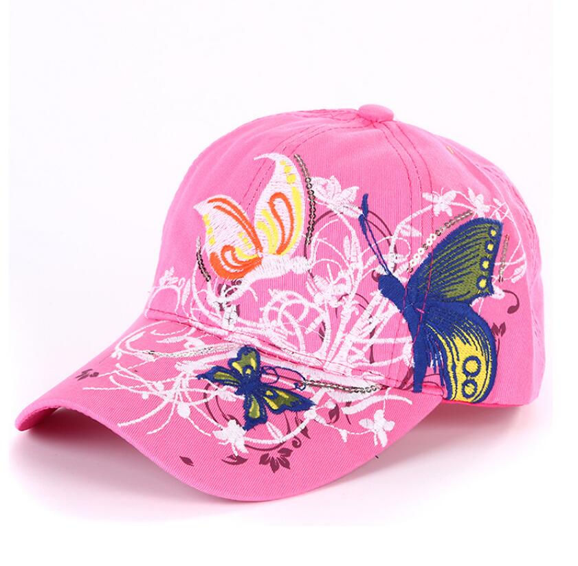 Baseballpetten met vlinders en bloemenborduurwerk, zomer- en herfstpetten, meisjes baseballpet: Wyh -4943- stuks