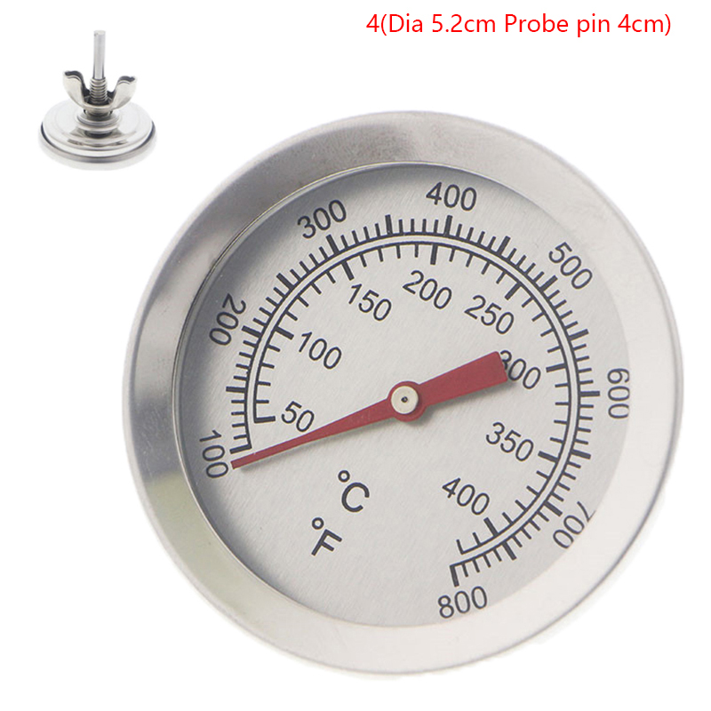 Thermomètre en acier inoxydable pour barbecue, jauge de température 50-800 degrés Fahrenheit 10-400/50-350/50-500 degrés Celsius: Rouge
