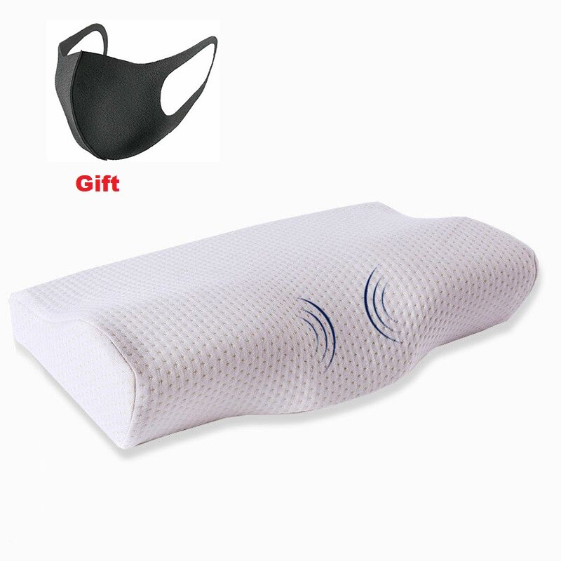 Orthopedische Latex Wedge Traagschuim Trage Rebound Bed Kussen Vlinder Vormige Gezondheid Cervicale Voor Slapen Massage Nek Bescherming: White