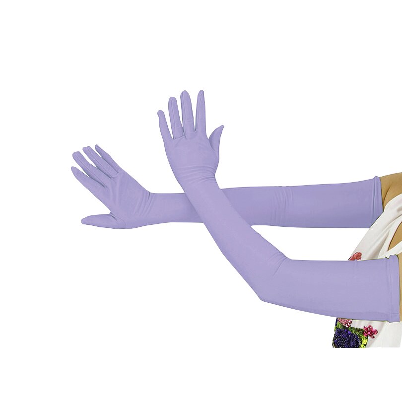 Ensnovo Adult Over Elbow 20 inch Stretchy Long Spandex Gloves Party Fancy Dressing Opera Cosplay Glove Sunscreen Gloves: Light Purple