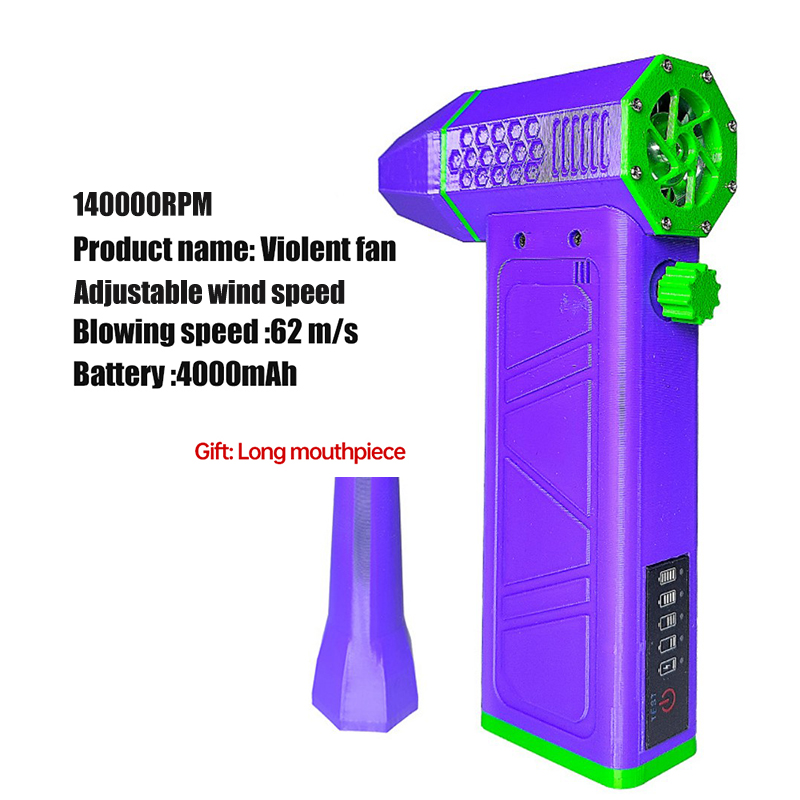 Electric Air Blower 140000RPM Powerful Snow Blower High-speed Dust Fan Mini Turbo Jet Fan Handheld Brushless Motor Car Dryer: Blue