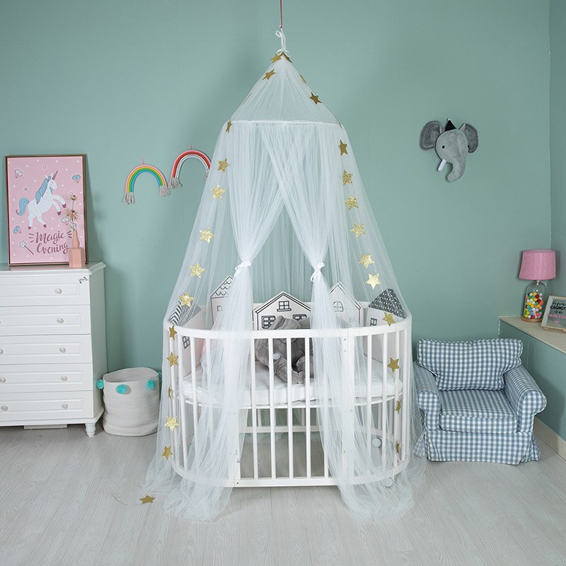 Baby Ronde decoraties Crib Netting Bed Opknoping Katoen Bed Luifel Klamboe Gordijn Voor Hangmat in De Baby 'S Room Vlag decor