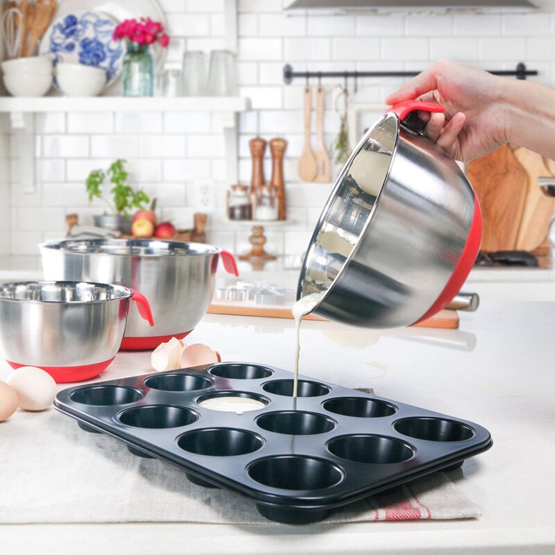 Recipientes de mezcla de ingredientes de acero inoxidable, mezclador de pan, ensalada, cocina, con tapa y cepillador, DIY