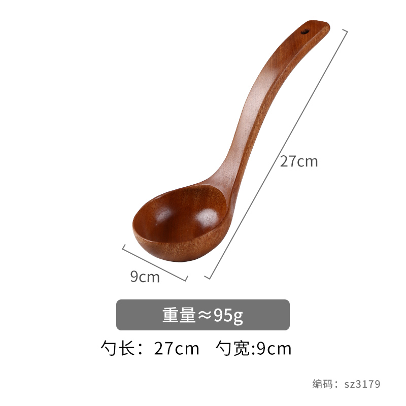 Houten Soeplepel Voor Het Koken Van Grote Lange Steel Ramen Lepel Massief Hout Anti-Aanbaklaag Speciale Lepel Keukengerei Accessoires: Kaki