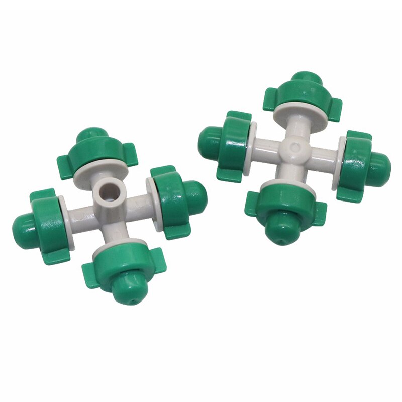 4-heads Atomized Nozzle Agriculture Greenhouse Sprinkler Irrigation 6 mm Interface Water Mist Spray Nozzles Plastic 5 Pcs