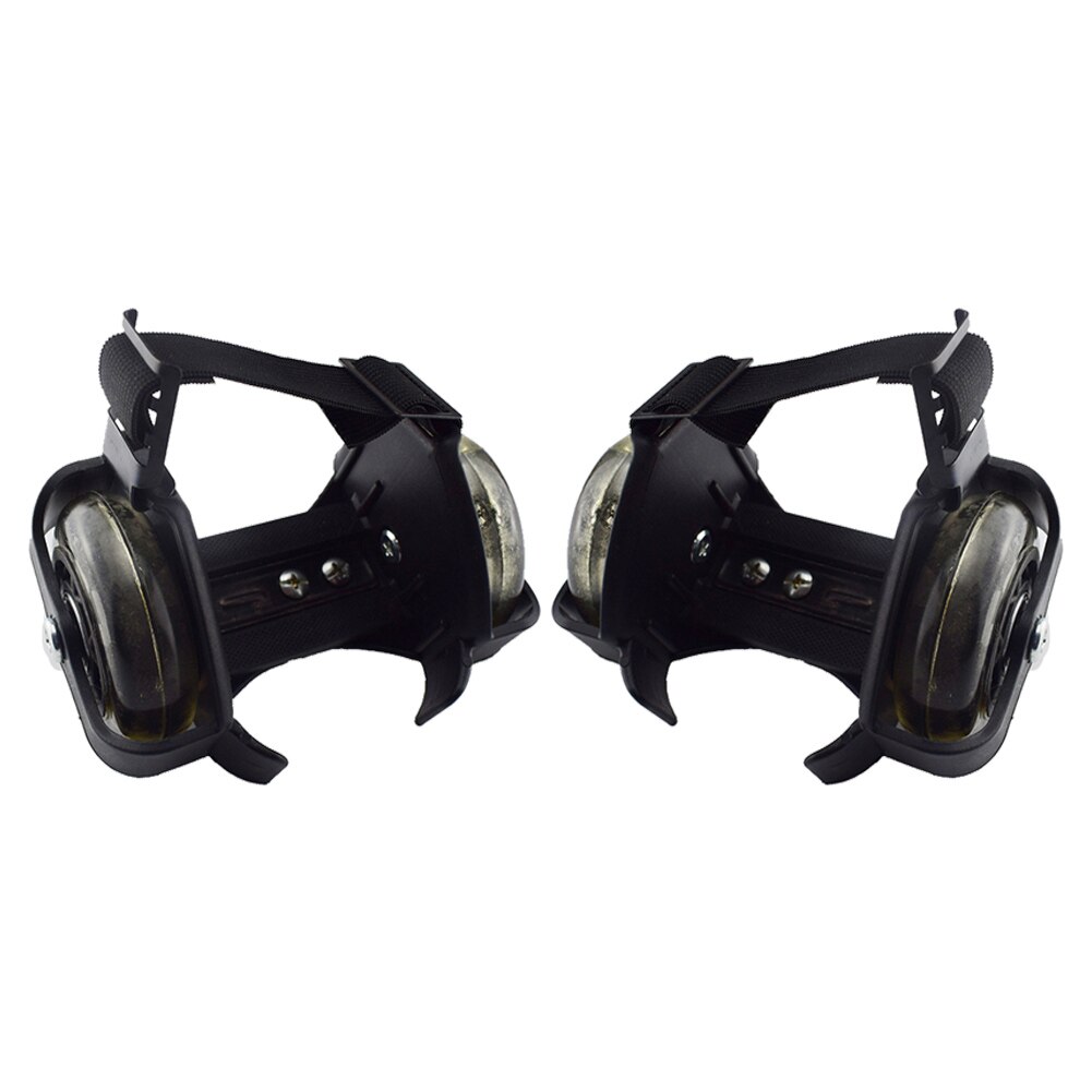 Ruedas de tacón de dos ruedas, patines ajustables, zapatos de ruedas luminosos Tricolor de PVC para niños BHD2: Black