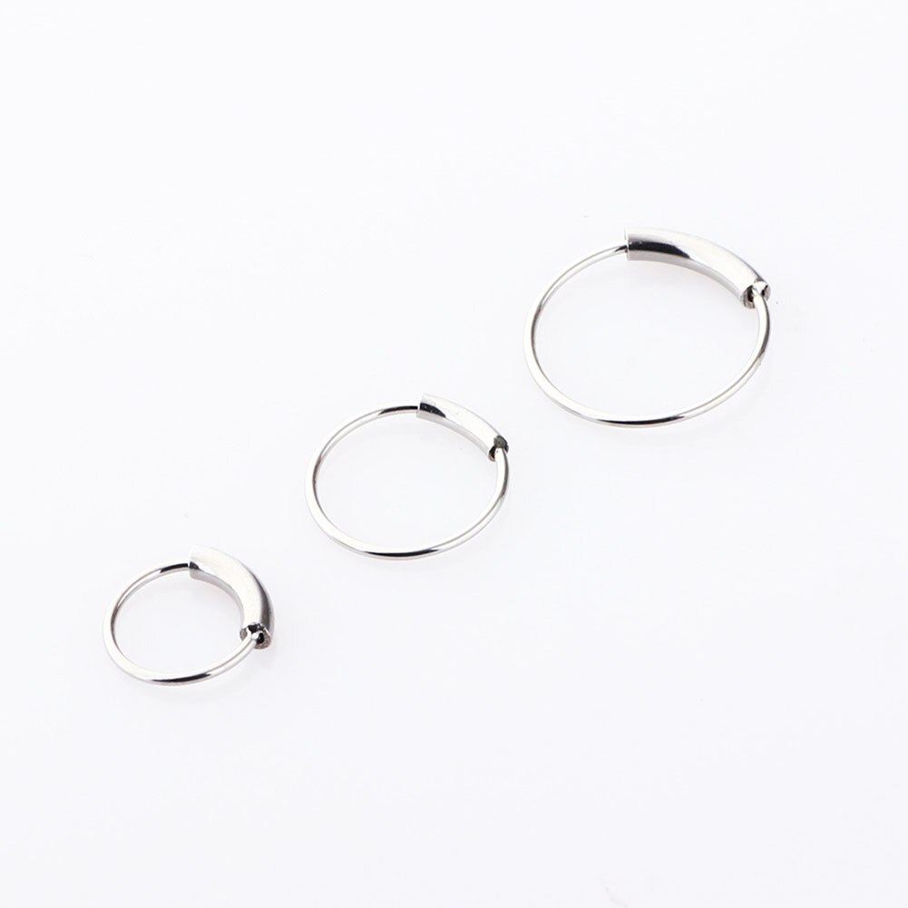 1pc 22g 6/8/10mm Stahl Klapp Clicker kreis ring Piercing Nase Ring Hoop Lip ohr Ring Körper Schmuck Piercing Clip: silver / 8mm