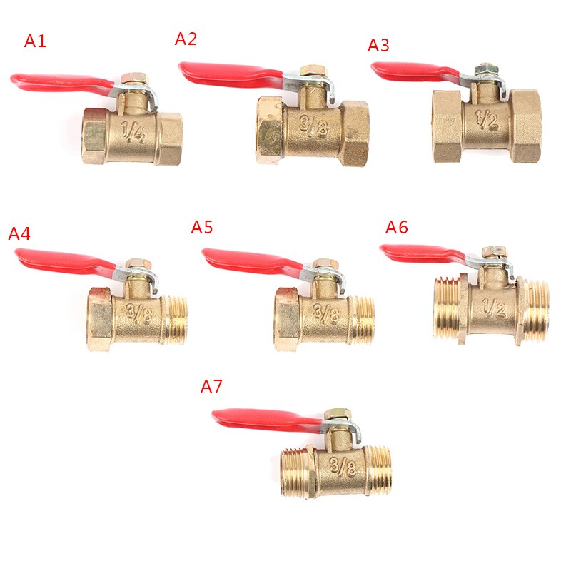 1PCS 1/4'' 3/8'' 1/2'' Brass Ball Valve BSP Threaded Air Water Oil Flow Control Plumbing Fitting