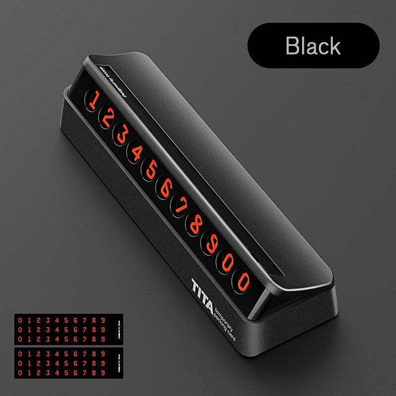 Auto tijdelijke parkeerkaart telefoonnummer digitaal plus zwarte kaart kenteken telefoonnummer parkeerplaats stop auto accessoires: Zwart