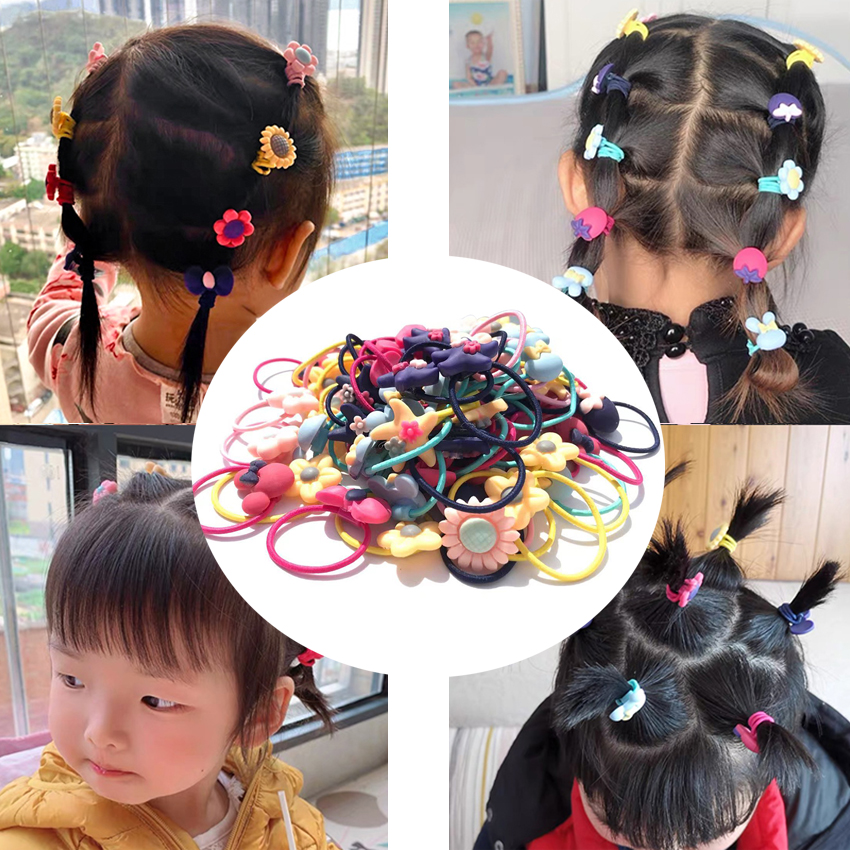 20/40Pcs Meisjes Haaraccessoires Geschenkdoos Elastische Haarbanden Bloem Clip Bows Hoofdband Haarband Leuke haarbanden Voor Kinderen