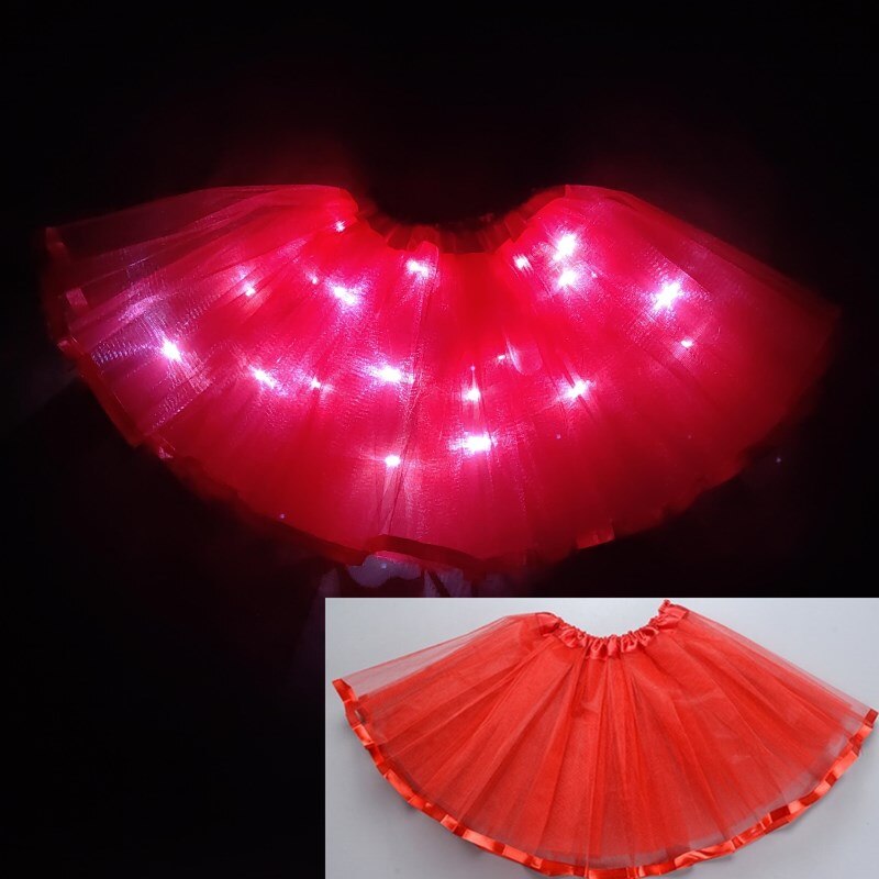 Jaar licht led meisje kinderkleding tutu rok prinses feest tutu's tule pettiskirt kind ballet dans kerst paars: Rood