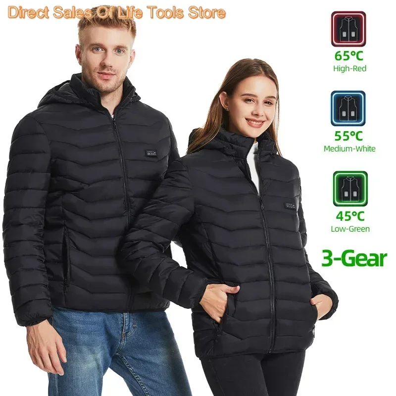 21 Areas Heated Jacket Men Women USB Electric Heated Clothes Camping Warming Self Heating Vest Hiking thermal hunting Coat