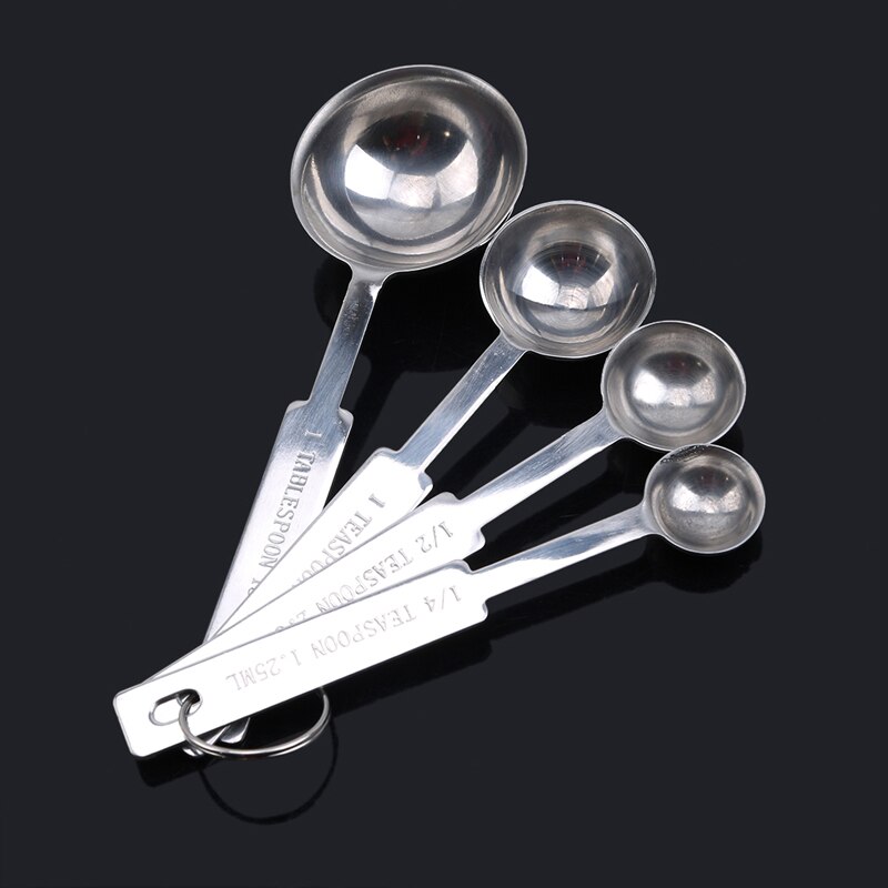 4PCS/Set Kitchen Measuring Tools Set Accurate Stainless Steel Measuring Cup Measuring Spoons Scoop For Baking Sugar: Default Title