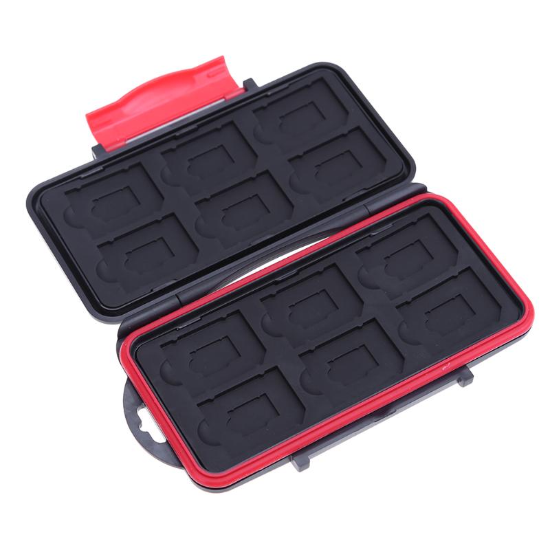 Cassa di Carta di Memoria di grandi dimensioni Impermeabile All in One Anti-Shock 12SD + 12TF Grande Capacità di Archiviazione Holder Box Custodie nero + Rosso Dropship