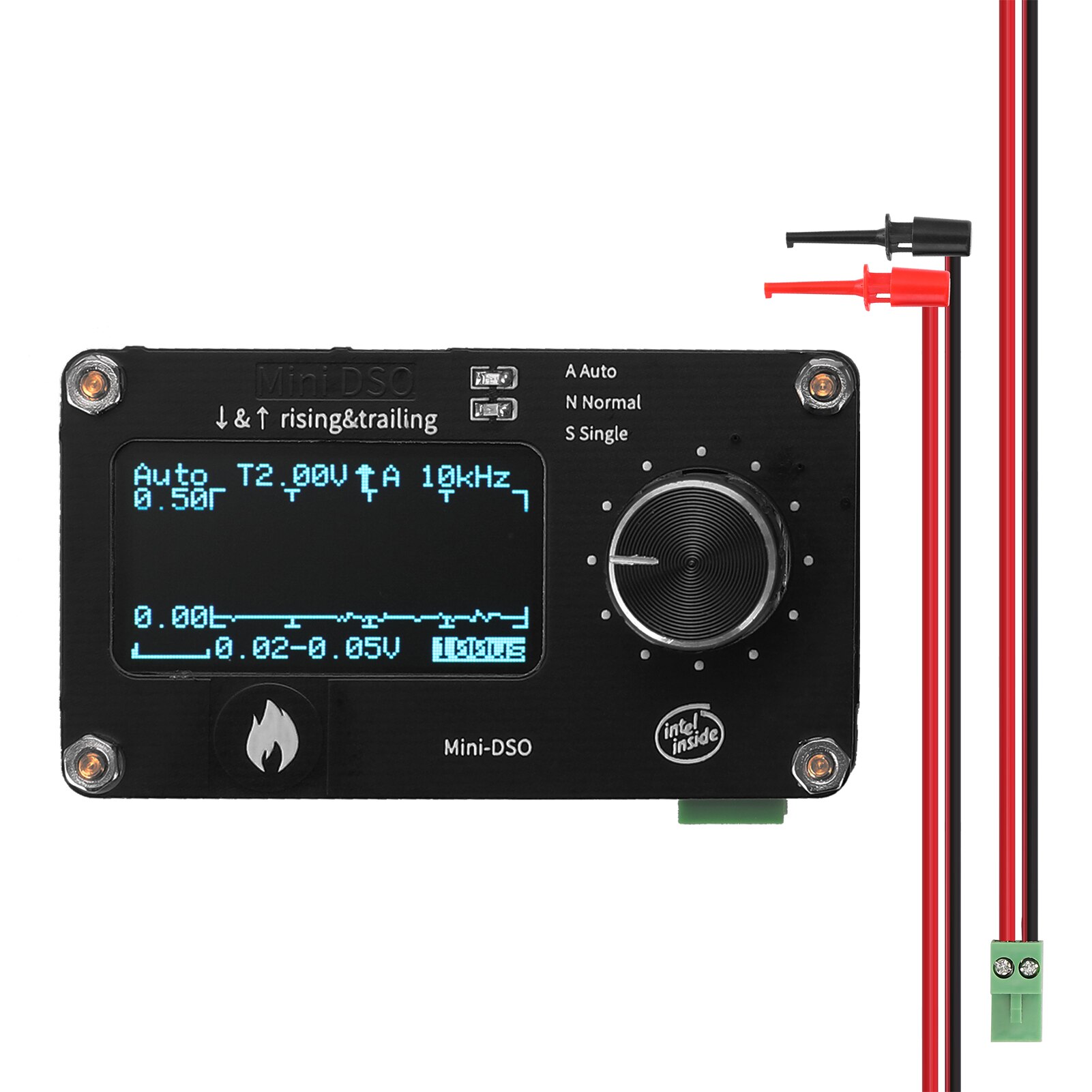 Mini osciloscopio de medición de un solo canal, botón mecánico de 0,96 pulgadas, frecuencia de muestreo de 250 kHz, perilla Simple de Metal: size C