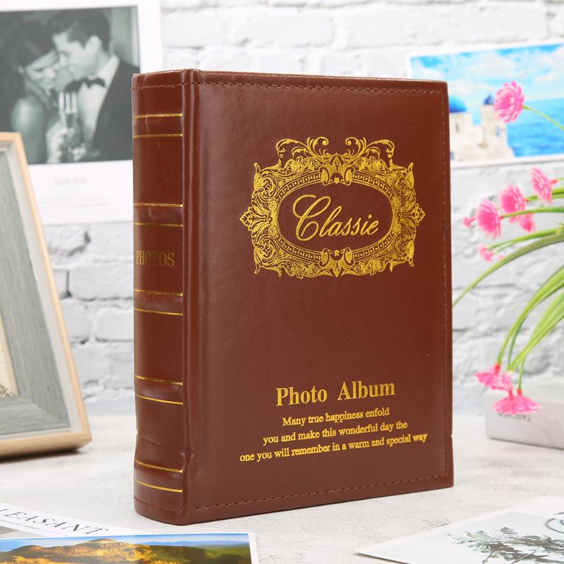6 pulgadas PU cuero familia álbum de fotos intersticial 200 fotos caja de almacenamiento hecho a mano DIY Vintage álbum de fotos decoración del hogar