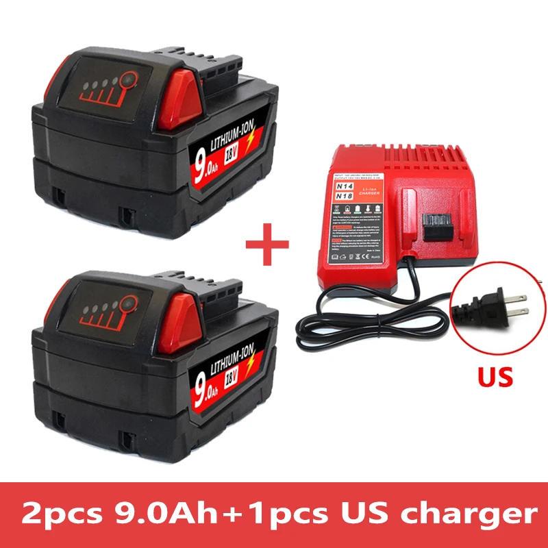 NEUE 18V Für Milwaukee M18 M18B6 18V XC 12Ah 9Ah Li-Ion Akku 48-11-1860/Ladegerät akku