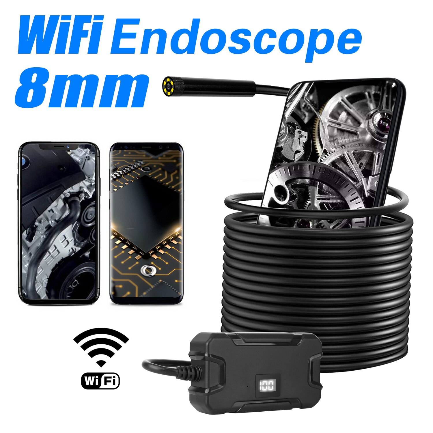5.5/8.0mm Wireless Endoscope Camera Waterproof Flexible Snake Camera HD1080p WiFi Borescope Inspection Camera Y13