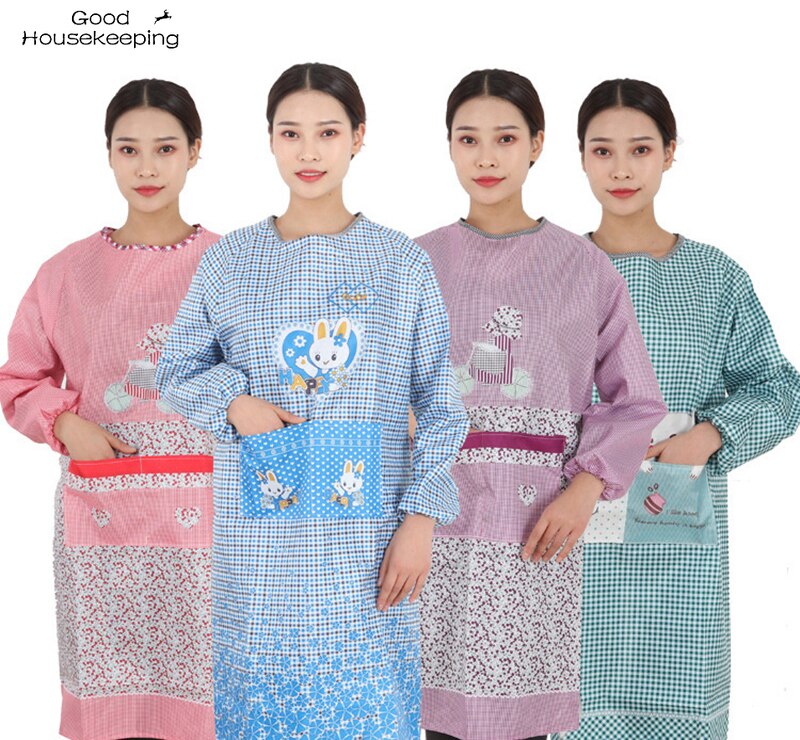 Apron Waterproof And Oil Proof Ogown Long-Sleeved Men And Women Adult Overalls Kitchen Home Service Overalls