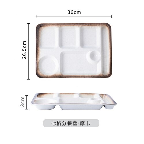 Assiette de séparation en céramique de style japonais pour une personne, assiette de séparation pour la maison, vaisselle de table, assiette de séparation créative: G 36x26.5x3cm