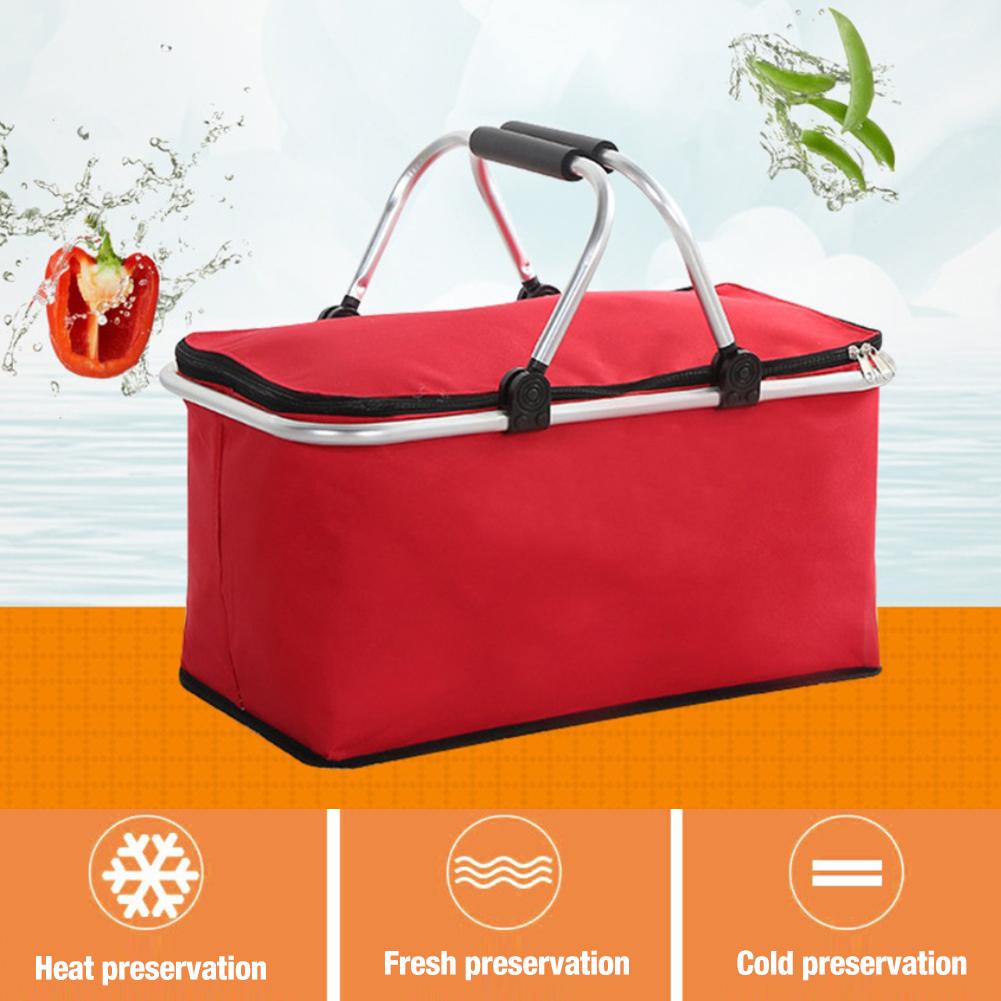 Folding shopping basket camping cooler bag 2-8 people use lunch drink heat preservation beach school picnic bag camping storage