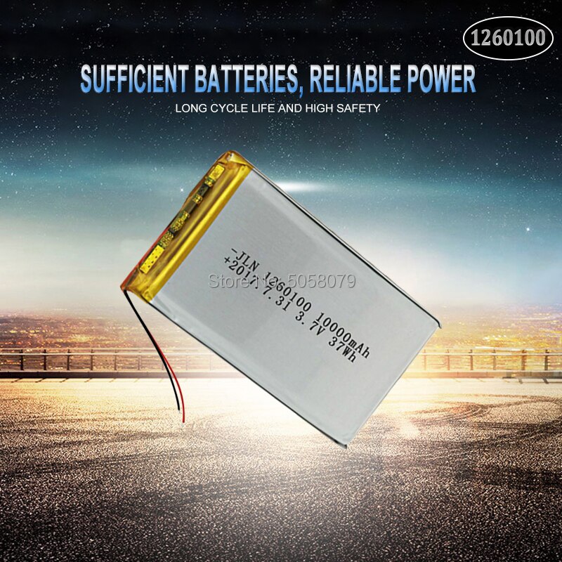 1Pcs 3.7V 10000Mah Lipo Batterij 1260100 Oplaadbare Tablet Dvd Backup Li-Po Lithium Li-polymer Vervangende Batterij