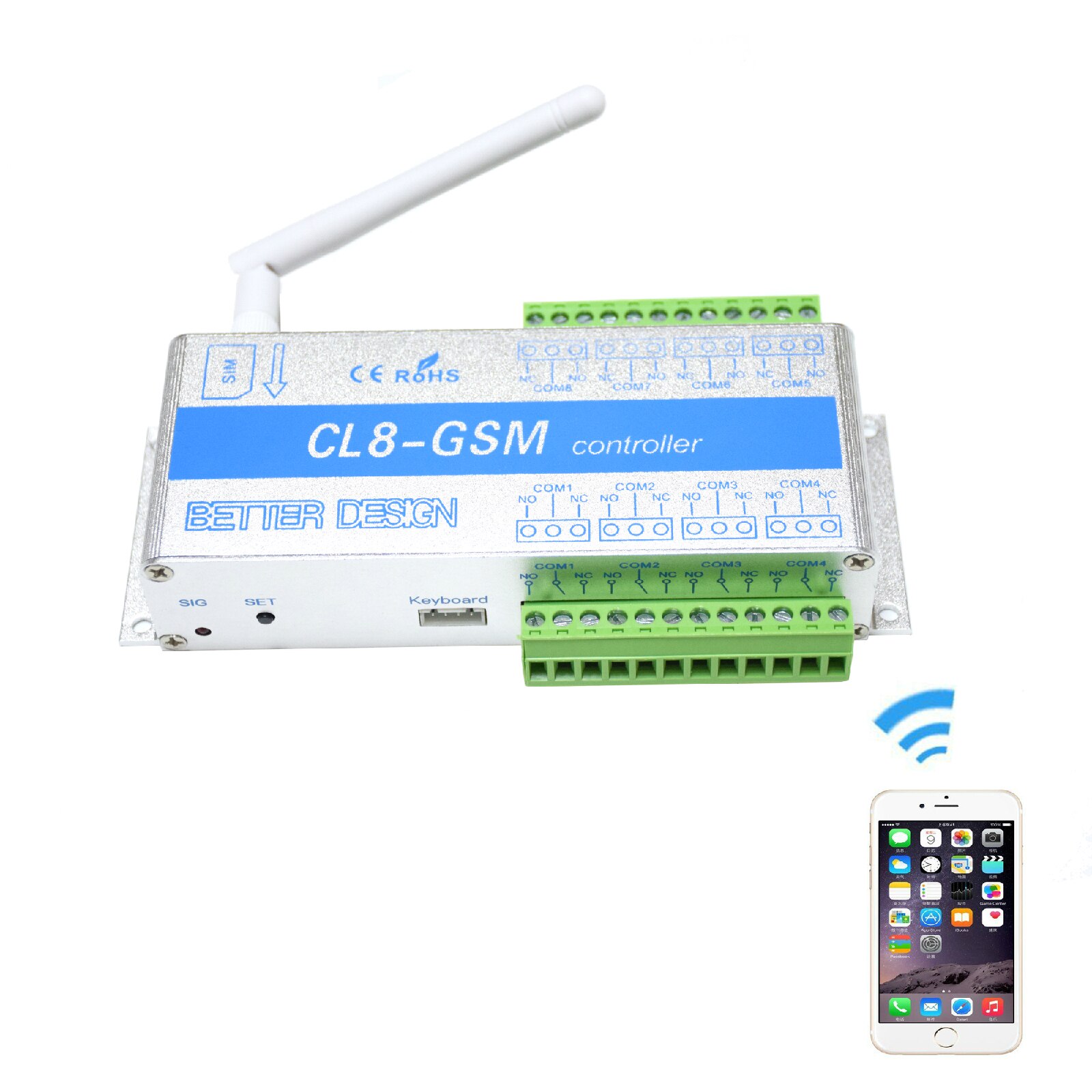 Anpwoo 8 Kanaals Relais CL8-GSM Sms Gsm App Remote Controller Wireless On/Off Schakelaar Voor Gate Deuropener Operator