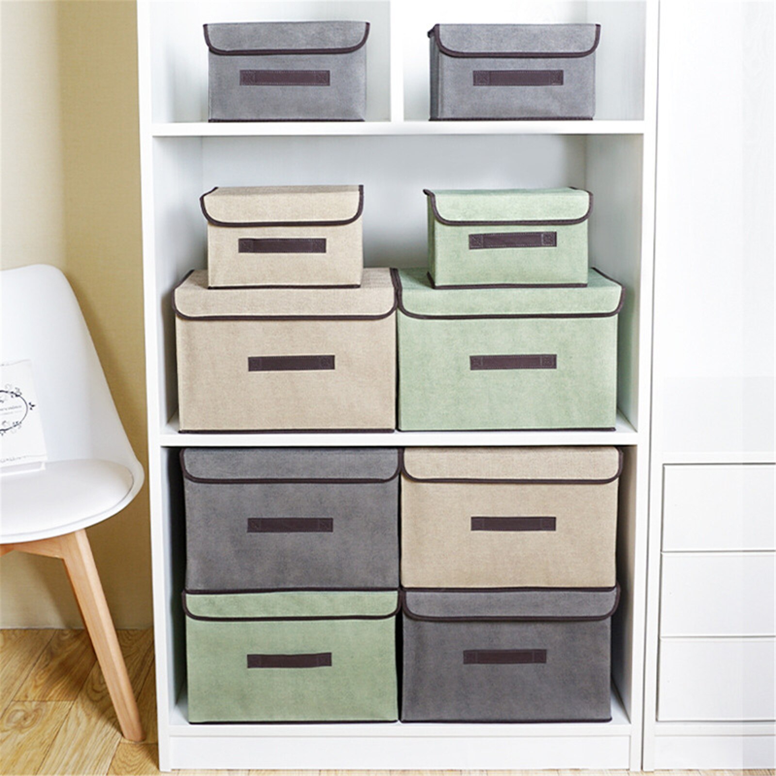 Non-Woven Storage Box with Lid Foldable Multi-purpose Storage Container Practical Organizer for Home Study Bedroom