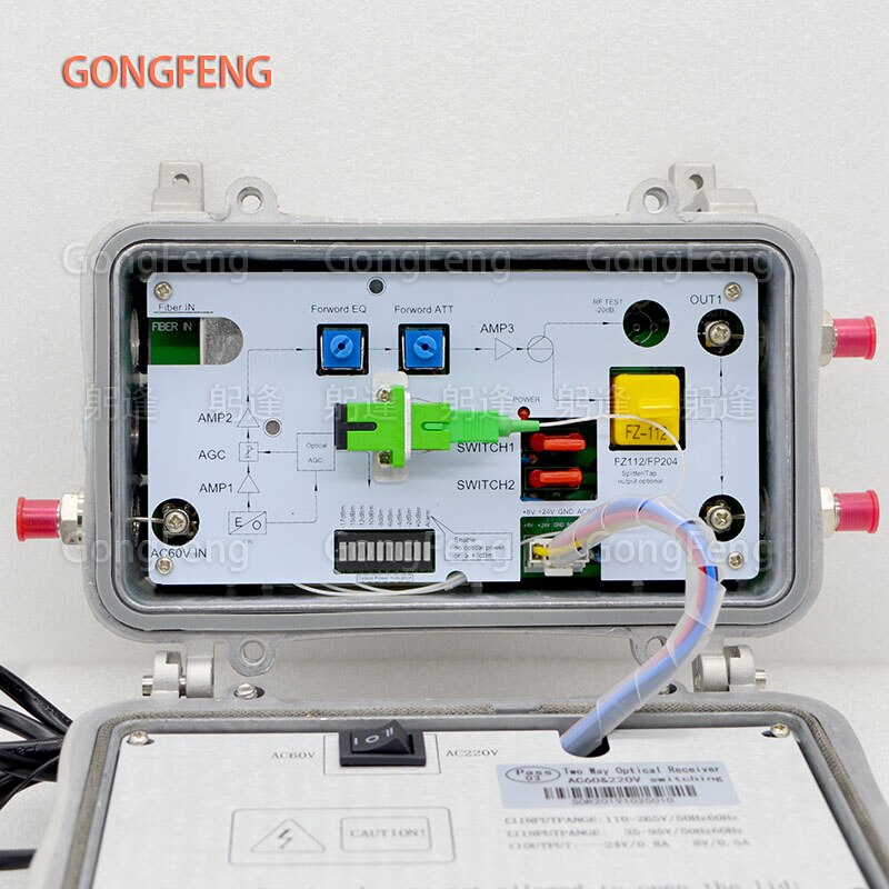 Neue AGC Optischen Empfänger Zwei Ausgangs Kabel TV Digital Analog Signal Ultra-Niedrigen Erhalt CATV Optische Übertragung Ausrüstung