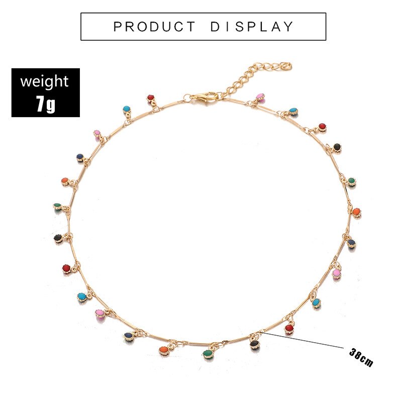 Boheemse gouden ketting voor dames, charmante kleurrijke stenen ketting, handgemaakte feestsieraden
