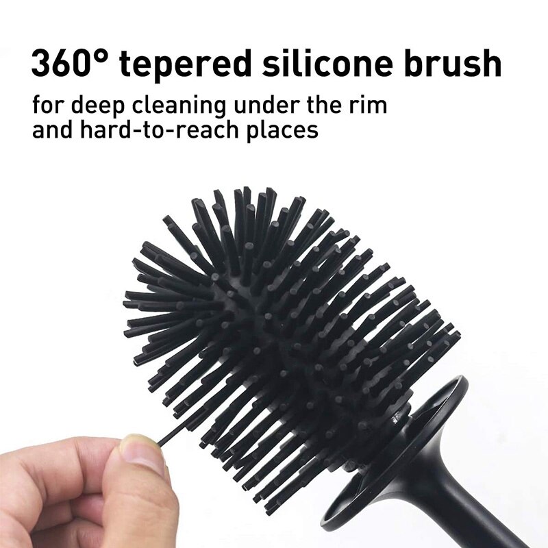 Toilet Brush with Holder, Silicone Brush Toilet Brush Cleaner for Bathroom Cleaning Supplies
