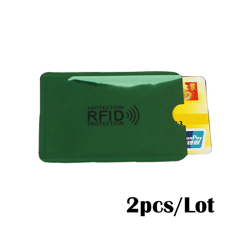 2PC Anti Rfid Credit Card Holder Bank Id Card Bag Cover Holder Identity Protector Case Portable Business Cards Cardholder: Green