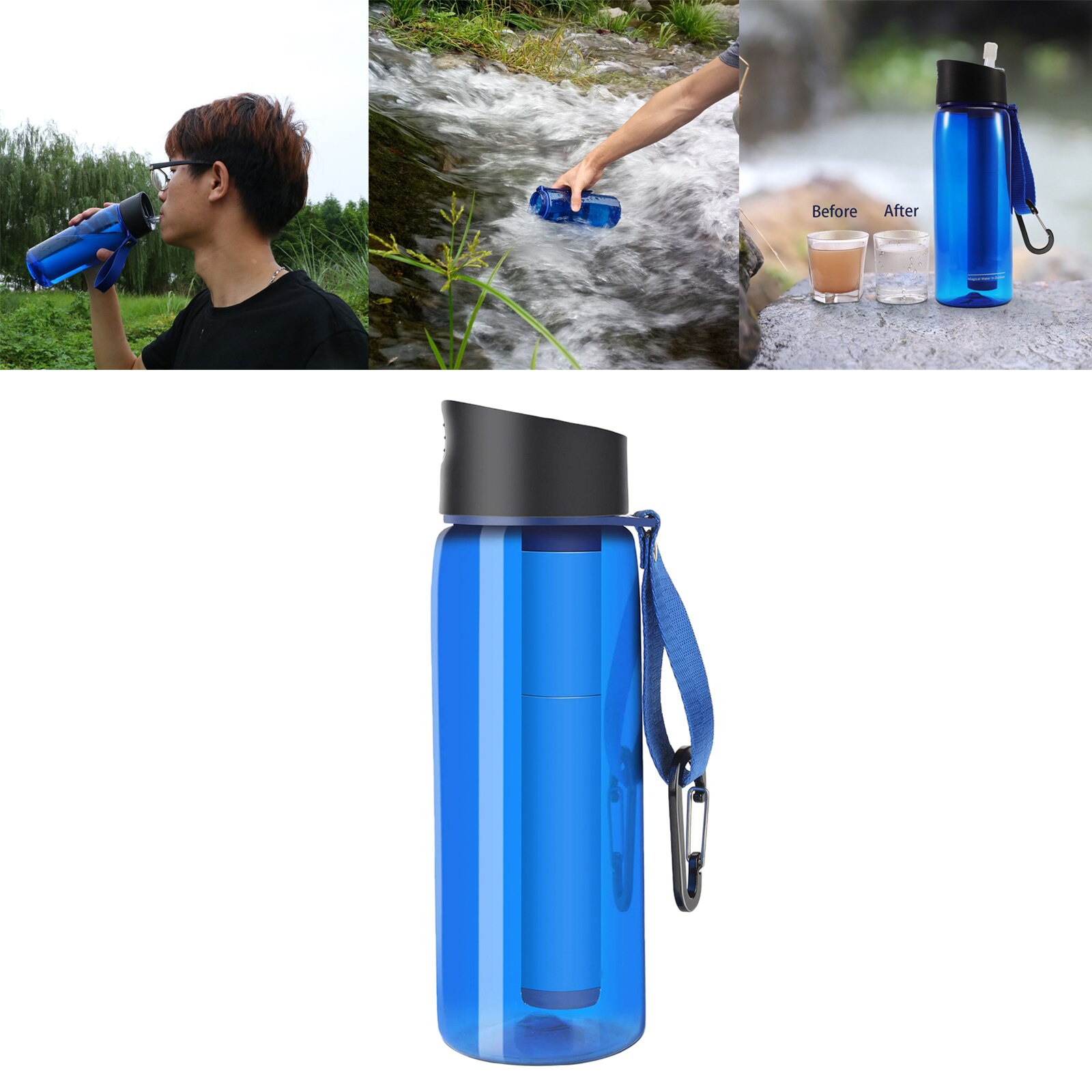 Water Filter Fles Stro Purifier Survival Emergency Camping Wandelen Tool