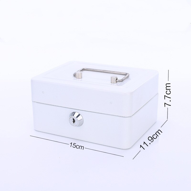 Nøgle pengeskab med lås nøgle opbevaring jernkasse husstand bærbar adskillelse sikker antitab opbevaringsnøgle lille sikker 15*11.9*7.7 cm: Hvid