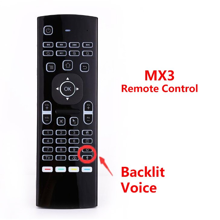 MX3 Wireless Keyboard Air Mouse Backlit Voice Remote Control 2.4G Wireless Keyboard Google Vcice Control LR Learning H96 X96 And: MX3 Backlit Voice