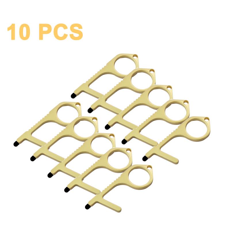 1-10pcs Handmade Door Opener Key Chain NO TOUCH Door Handle Artifact Keychain Avoid Touching Key Buckle Clean Key: 10pcs