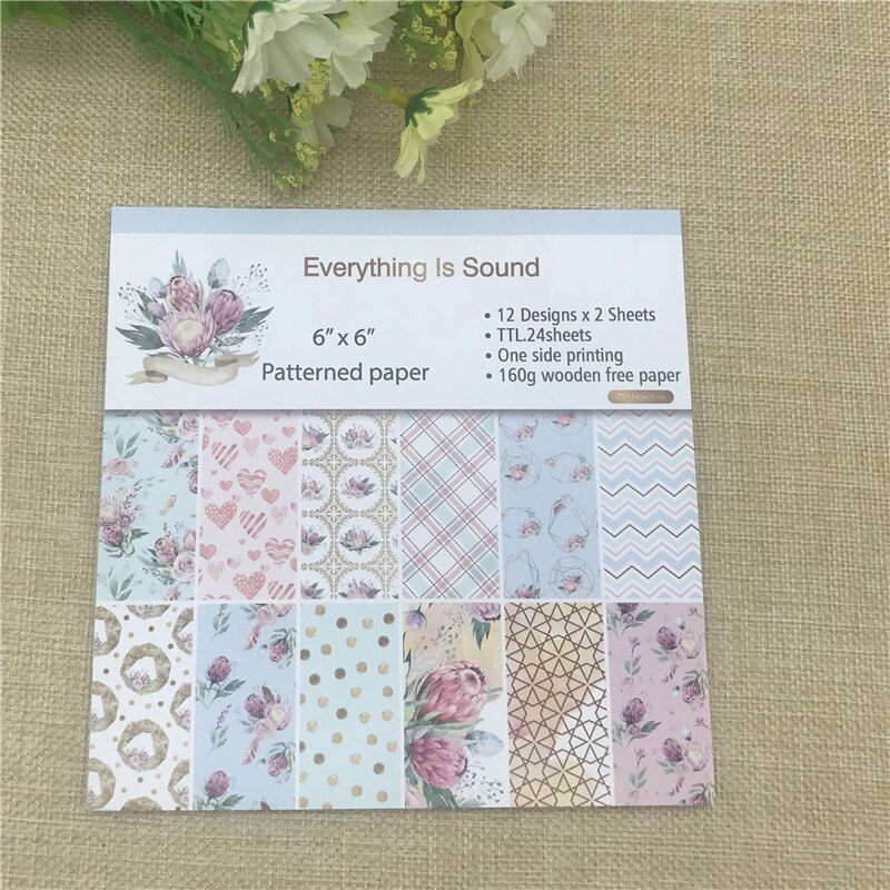 24 sheet 6"X6" Everything is sound the flower patterned paper Scrapbooking paper pack handmade craft paper craft Background pad