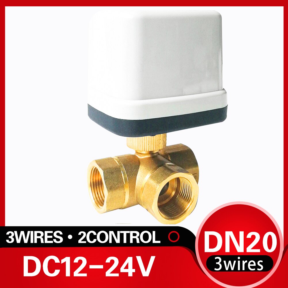 3-WAY Electric actuated ball valve 3/4", DC12V electric ball valve easy for install and uninstall, 3 control wires valve