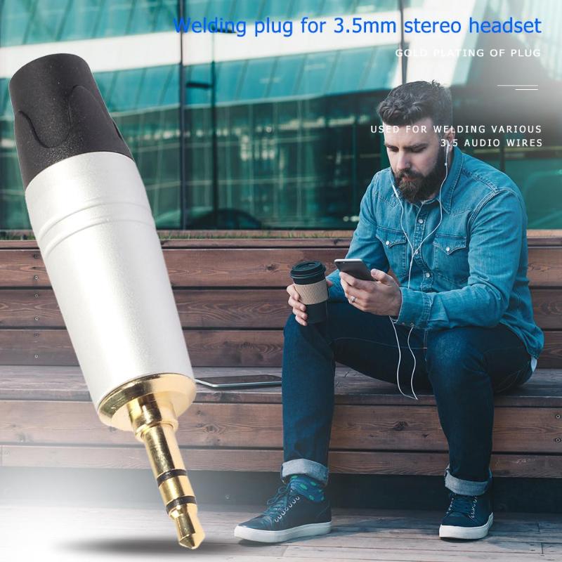 1 pièces 3 pôles plaqué or 3.5mm soudure connecteur réparation prise Jack pour casque téléphone portable 3.5 fils audio bricolage AUX audio