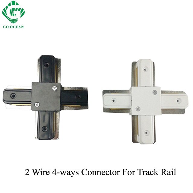 GAAN OCEAAN Track Connector Connectors 2 Draad Spoor Rail Connector Hoek Rechte Tracks Lighitng Armatuur Onderdelen Connectors: 2 Wire 4-ways / WHITE