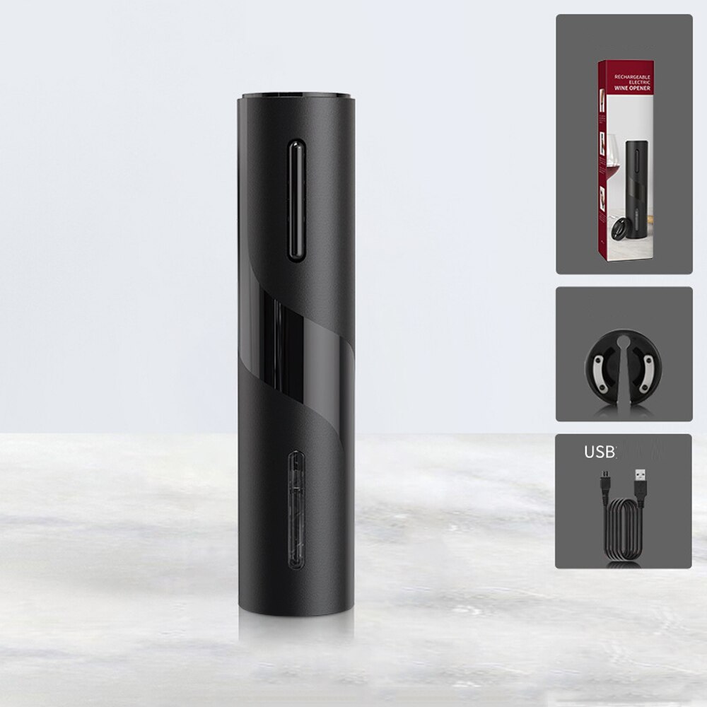 Ouvre-bouteille de vin électrique Rechargeable, tire-bouchon, ensemble de coupe en aluminium, ouvre-bouteille automatique pour gadgets de cuisine de vin, ouvre-boîte: KL003B